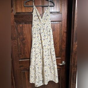 White and yellow women’s floral dress, size large, maxi dress